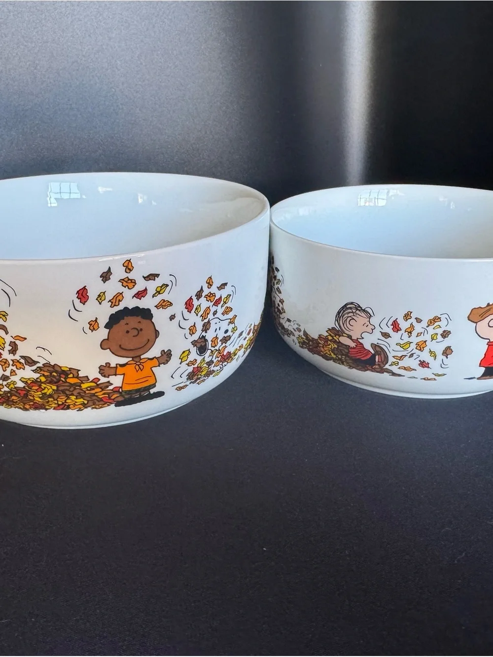 Peanuts Holiday Ceramic Bowls - Fall Leaves Design
